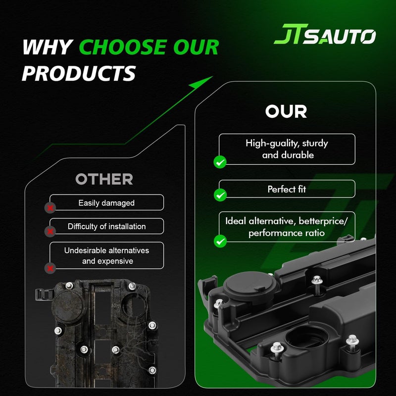 JTSAUTO 264-968 Engine Valve Cover Kit with Gaskets,Bolts & Oil Filler Cap for 2011-2020 Chevy Cruze/Sonic/Trax/Volt, ELR, Encore 1.4L Turbo, Replaces # 55573746, 25198498, 25198874 - Image 5